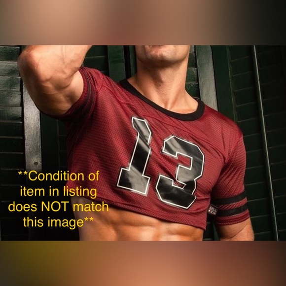 Heavily PreLoved CellBlock13 Tailback Mesh Crop Top - Size S - Burgundy/Black - Picture 10 of 10